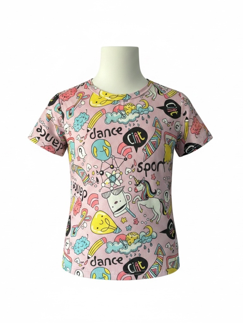 SHEIN Pink Unicorn & Banana Graphic Tee